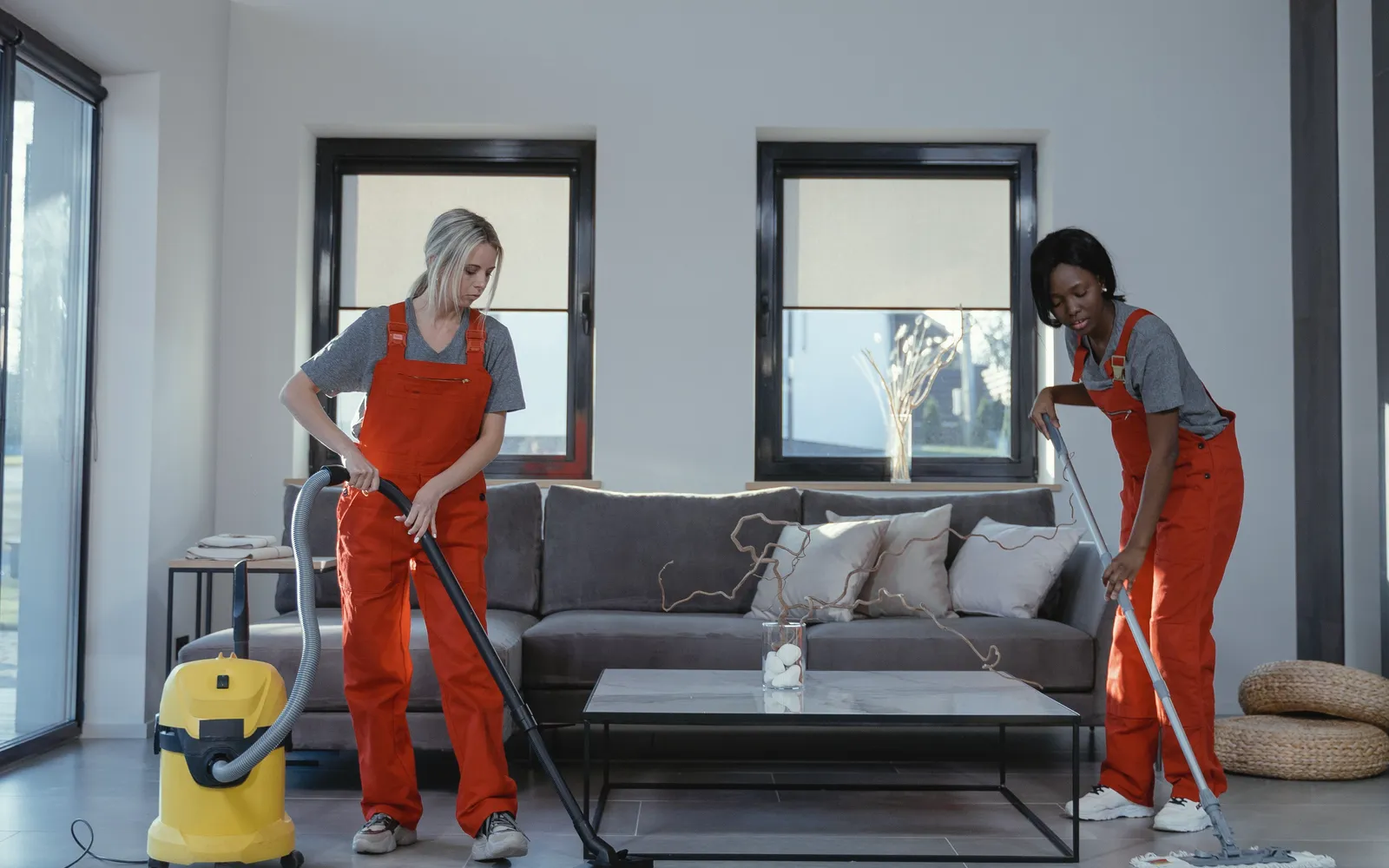 Professional cleaner at work on a property in Hackney, London