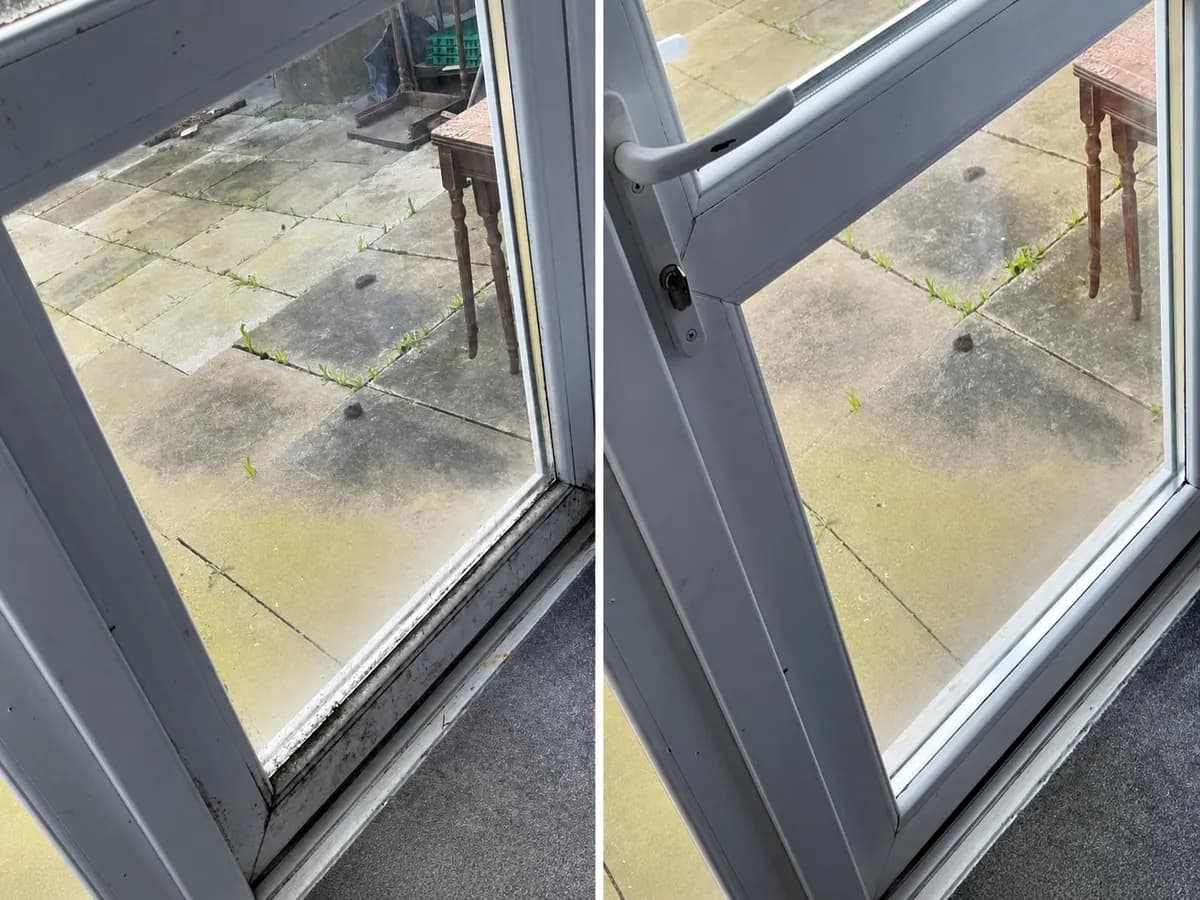 Before and after patio door glass cleaning in London